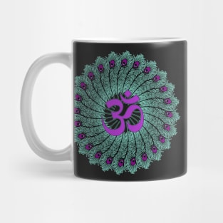 Yoga Om symbol Aum Peacock Feather Mandala Mug